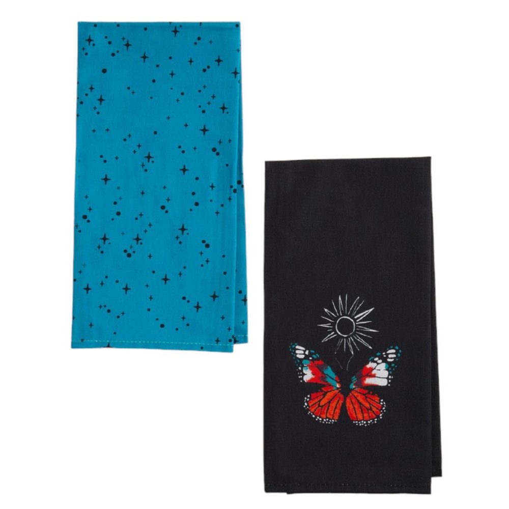 Torrid Set Of Two Cotton Tea Towels Butterfly